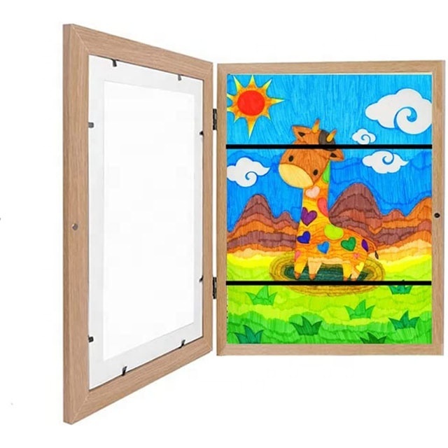 High Quality A4 Kids Art Frames Painting Storage Bilderrahmen Wall Display Changeable Front Opening Kids Artwork Picture Frame