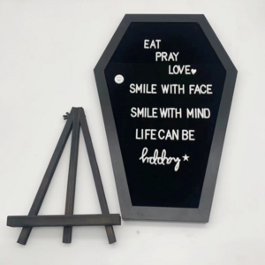 Hot Sale Spooky Halloween Decoration Black Felt Message Goth Room Changeable Characters Wooden Frame Coffin Felt letter boards