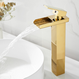 Oem Basin Set Water Fall Bathroom Mounted With Single Handle Brushed Gold Faucet