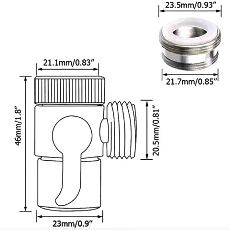 Faucet Adapter Brass Diverter Shower Arm Diverter Splitter Water Inlet Fittings for Kitchen Sink Bathroom Faucet Filter