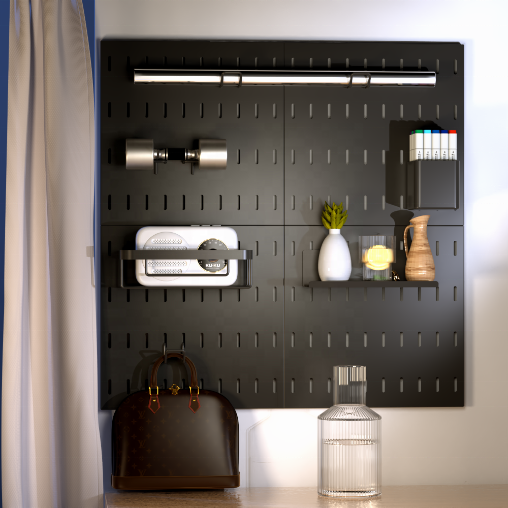 Wall mounted stainless shelf pegboard multi function storage board