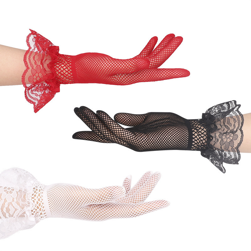 New Party Sexy Dressy Gloves Women High Quality Lace Gloves Paragraph Wedding Gloves Mittens Accessories Full Finger Girls