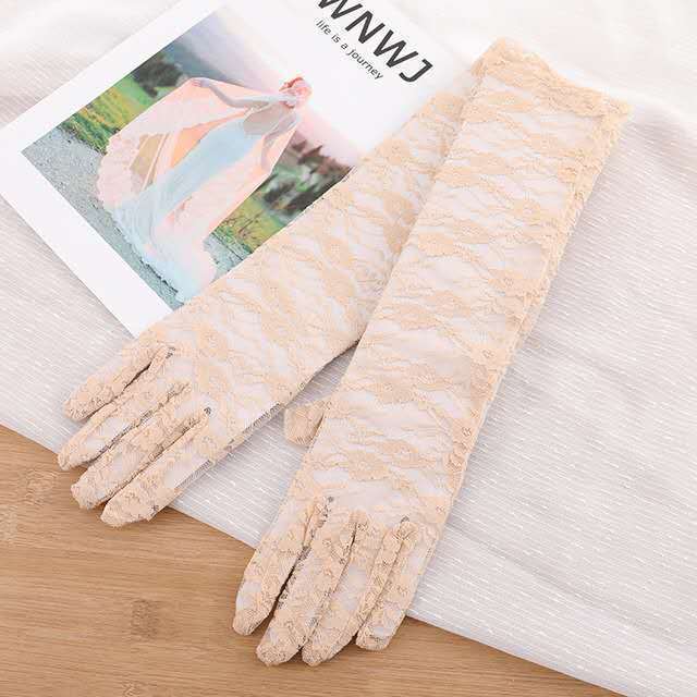 Lady Elbow Length Lace Gloves Party Wedding Ceremony Lace Sexy Long Bride Finger Gloves For Adult