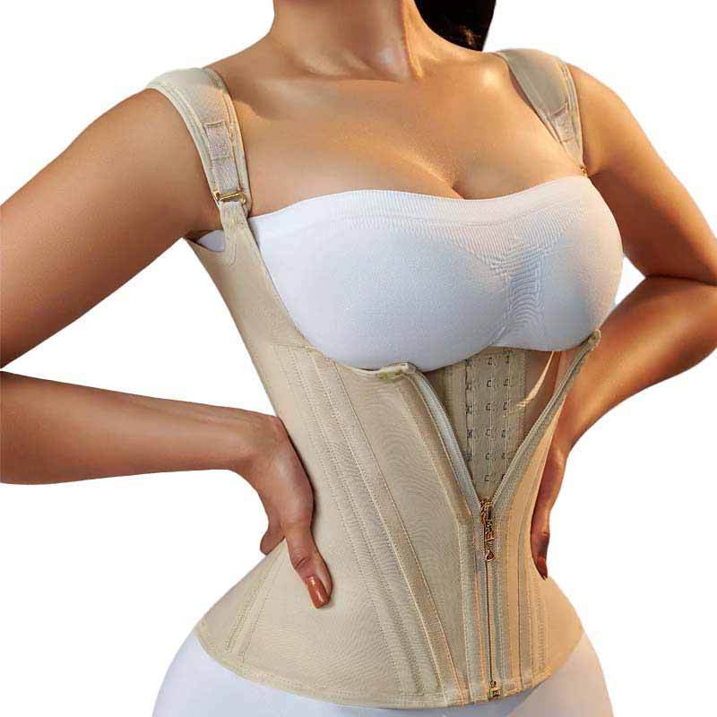 Adjustable Shoulder Strap Body Shaper Best Seller Extreme Compression Sculpt Touch Pink Waist Trainer Vest with Zipper and Hook