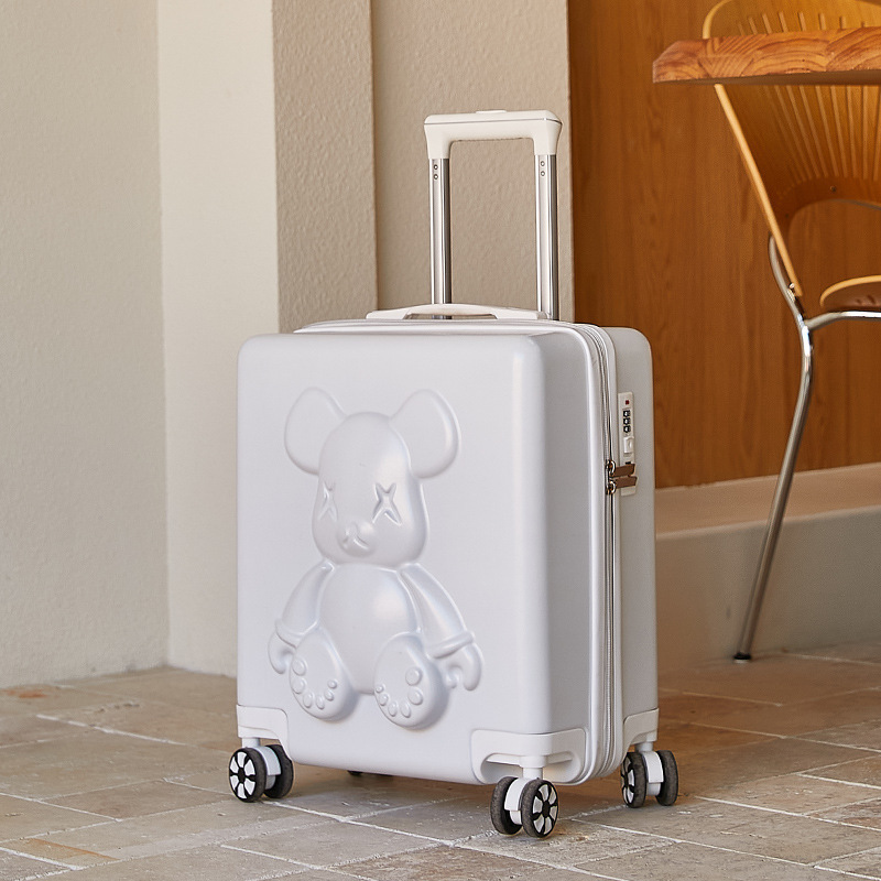 3D Cartoon Cute Teddy Bear Carry On Suitcase Set ABS Trolley Luggage Hardshell Spinners Suitcases For Kids Students Girls Boys