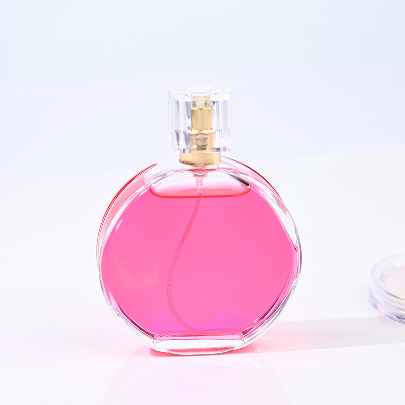 Luxury Frosted 50ml 100ml Perfume Bottle Flat Round Perfume Glass Bottle