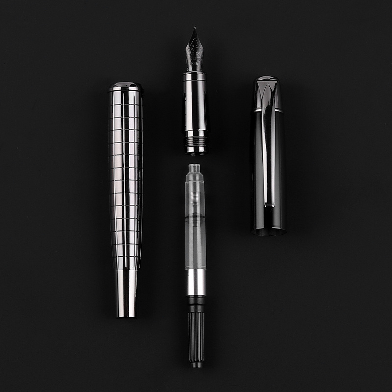 Christmas Stationery Metal Black Fountain Pen with Refillable Cartridge for Business Cooperate