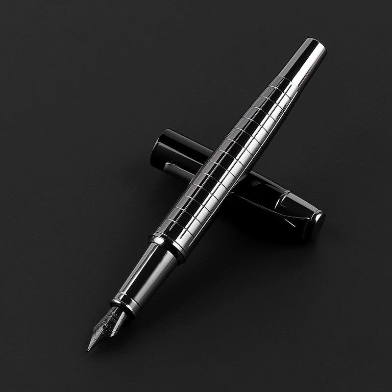 Christmas Stationery Metal Black Fountain Pen with Refillable Cartridge for Business Cooperate