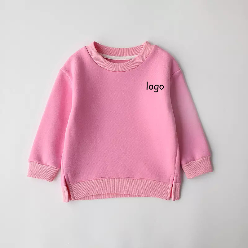 Factory Wholesale Custom Plus Thick Children Warm 100% Cotton Children Crewneck Pullover Hoodie Toddler Kid Sweatshirts