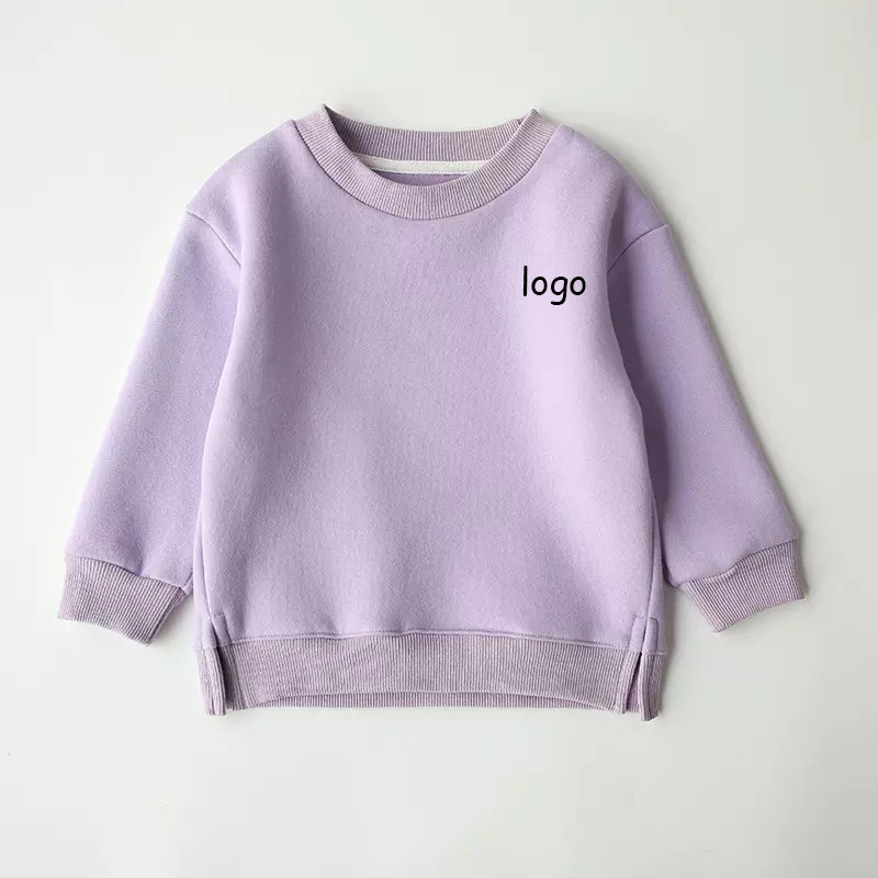 Factory Wholesale Custom Plus Thick Children Warm 100% Cotton Children Crewneck Pullover Hoodie Toddler Kid Sweatshirts