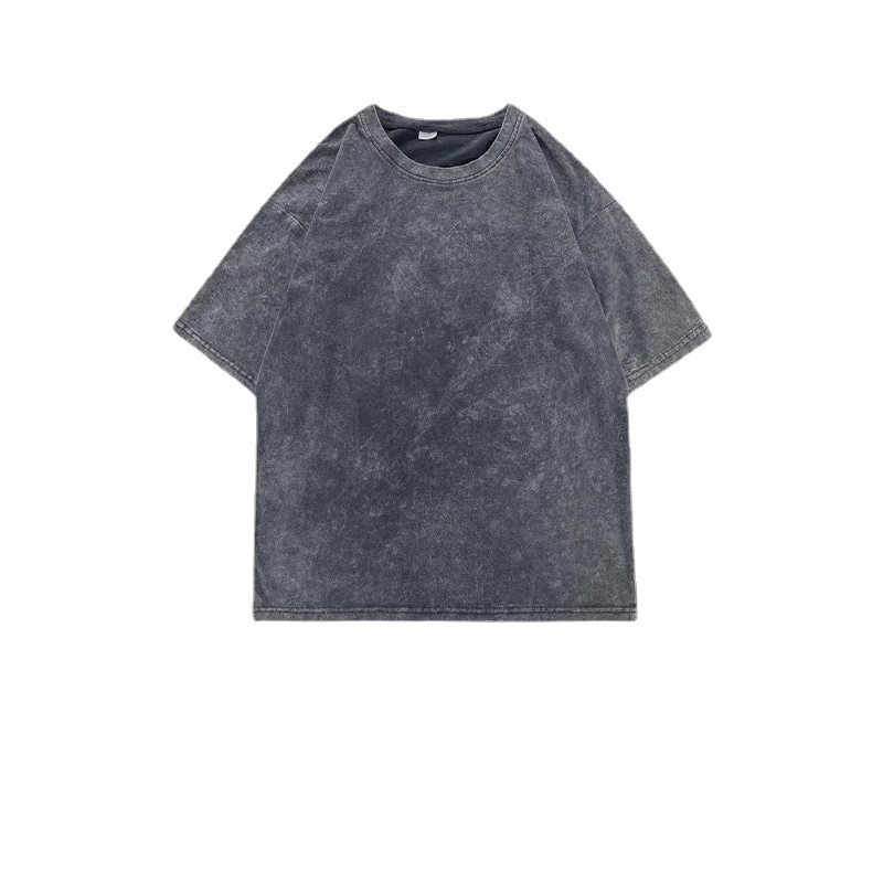 Short Sleeve Garment Dyed Acid Wash T-shirt Acid Wash Oversized T Shirt Print Streetwear Hip Hop Stone T Shirts With Logo