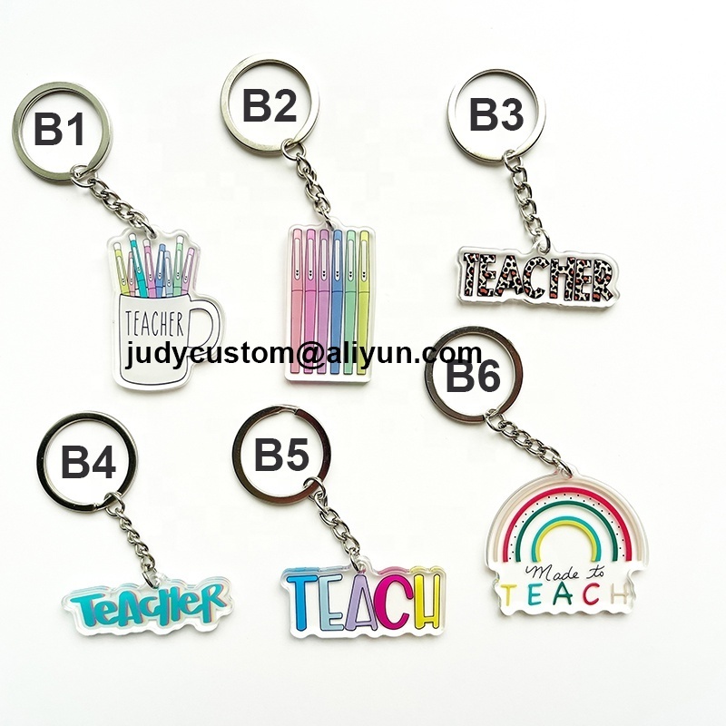 Personalized Blank Letter Tassel Keyring Teacher's Day Clear Plastic Pencil Acrylic Keychain