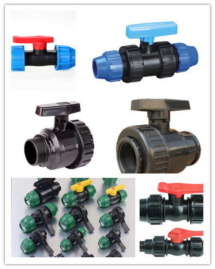 Irrigation Compression Fittings Fittings Compression Ball Valve Plastic Sprinkler Grey PP PN16 for Water Pipes PE Plastic Box