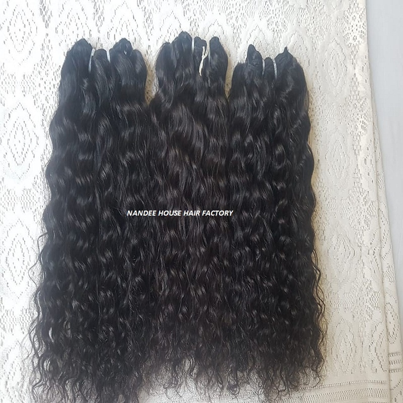 Indian natural black curly human hair extensions 14