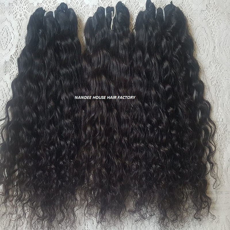 Indian natural black curly human hair extensions 14