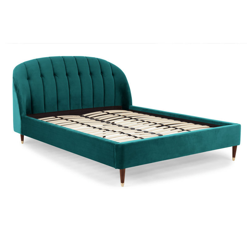 Margot Super King Size Bed, Seafoam Blue/Green/Pink Velvet