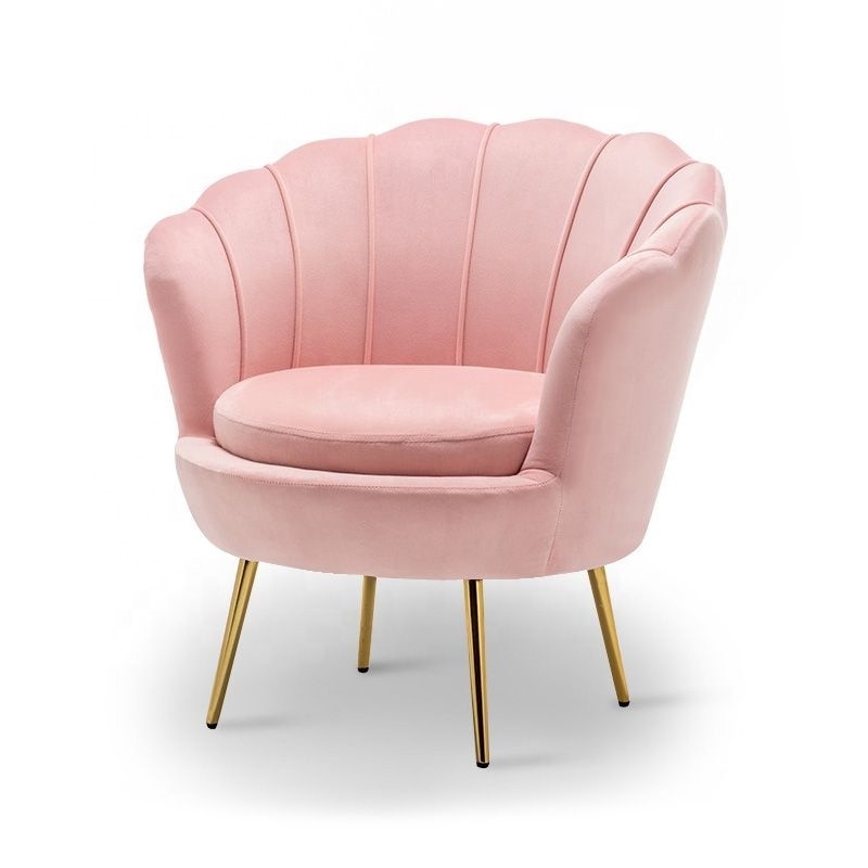 Pink Tufted Velvet Shell Chair velvet Vanity Chair for Makeup Room with Shell Back for Bedroom Accent Chairs for Living