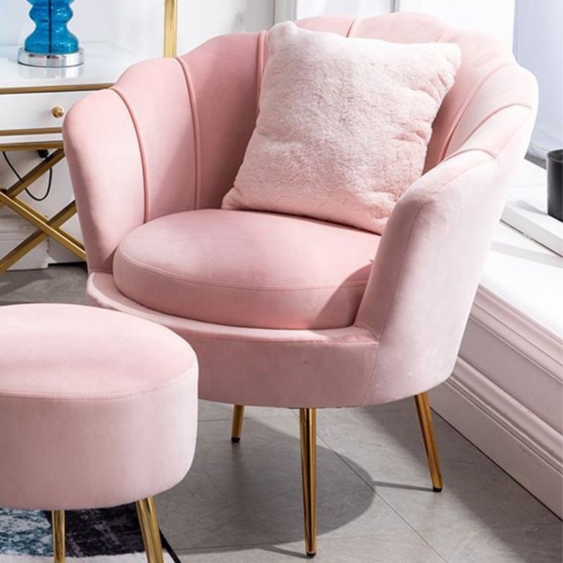 Pink Tufted Velvet Shell Chair velvet Vanity Chair for Makeup Room with Shell Back for Bedroom Accent Chairs for Living