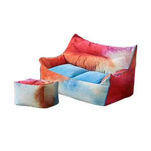 Modern 2 Seater Sofa Bean Bag Chair for Adults with Armrests Lazy Bean Bag Loveseat Sofa with High-Density Foam Filled