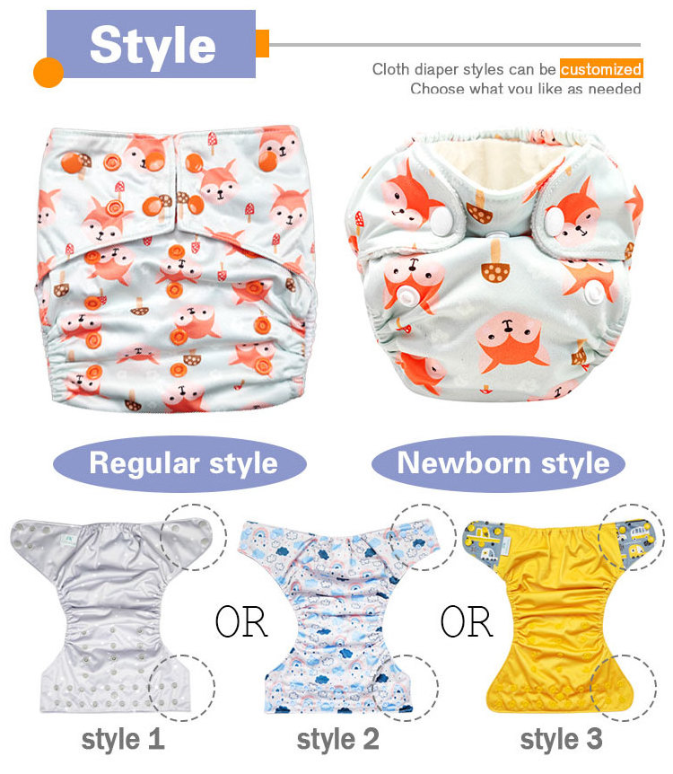 High quality adjustable reusable bamboo baby washable eco double gussets cloth diaper