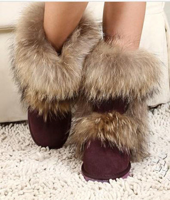 Ladies Warm Boots Wholesale Real Raccoon Fur Fox Hair Women Boot Shoes Winter Women's Boots