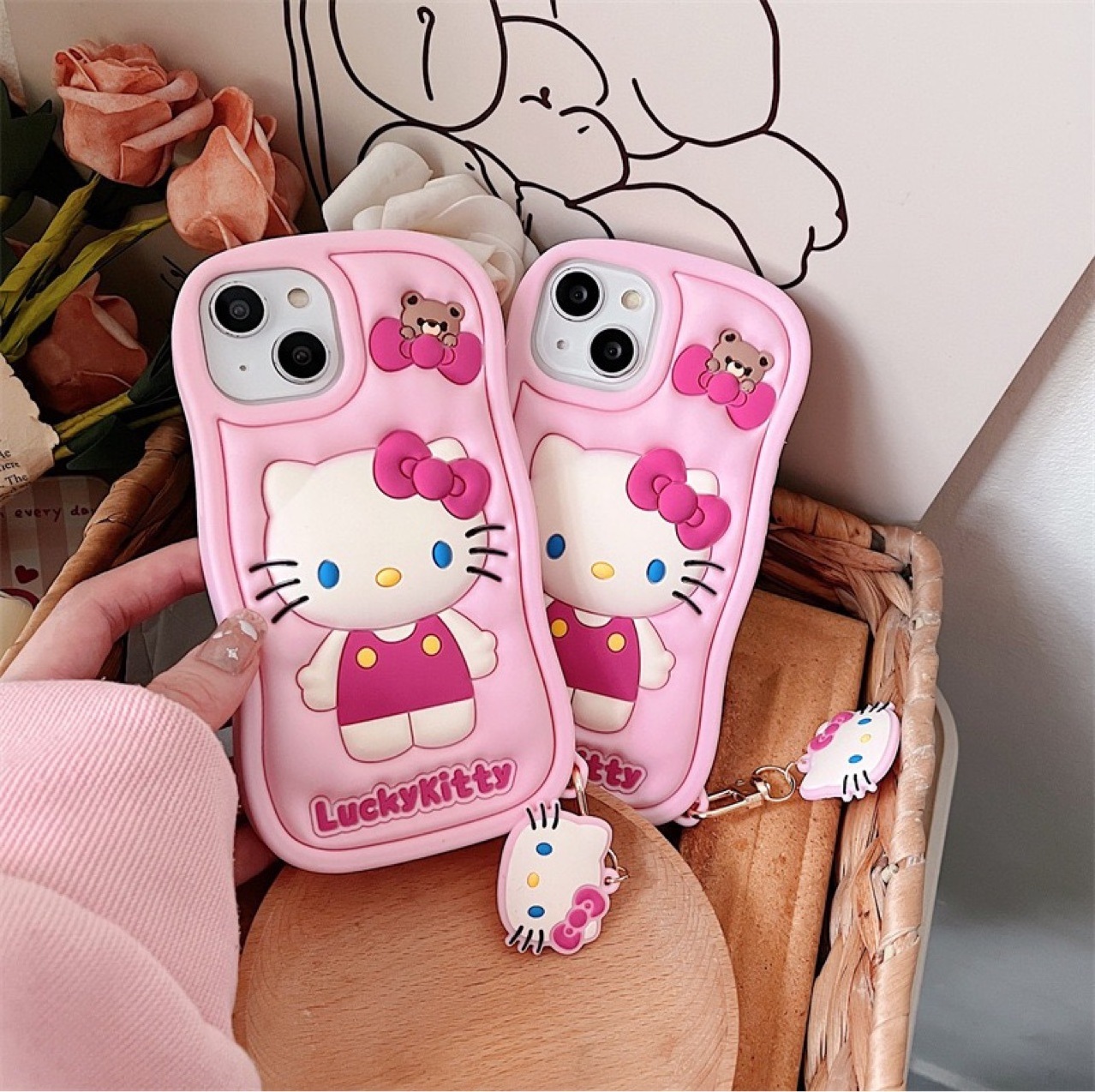 Cute Cartoon Design Soft 3D Silicone Kitty Cat Phone Case for iphone Xr Xs 11 12 13 14 15 Soft Silicone Protection Cover