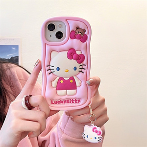 Cute Cartoon Design Soft 3D Silicone Kitty Cat Phone Case for iphone Xr Xs 11 12 13 14 15 Soft Silicone Protection Cover