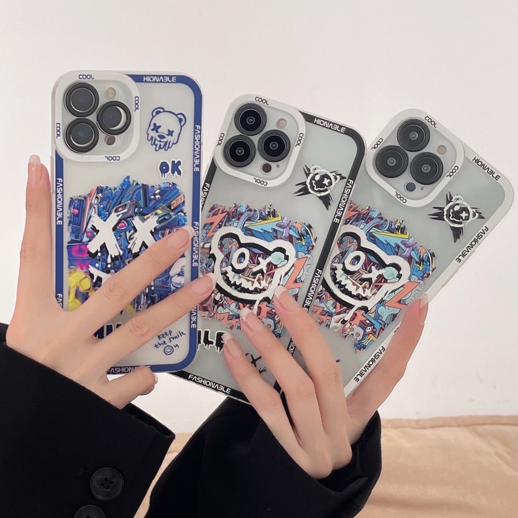 Hot sale Custom cartoon popular bear printing pattern tpu phone case for iPhone 15 14 13 11 xr xs 7 8 12 pro max phone cover