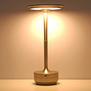 Restaurant luxury cordless rechargeable aluminum metal touch hotel bar living room reading decoration led table lamp