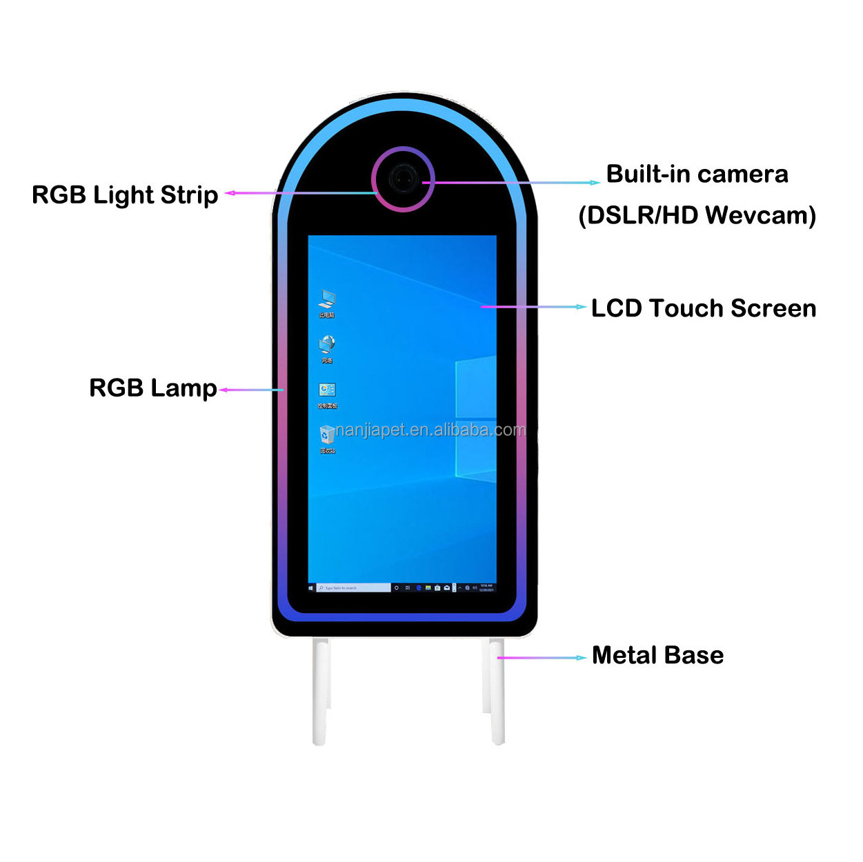 Mirror Camera Photo Booth 55inch Touch Screen Photo Booth Vending Machine Digital Photo Booth Kiosk With Camera And Printer