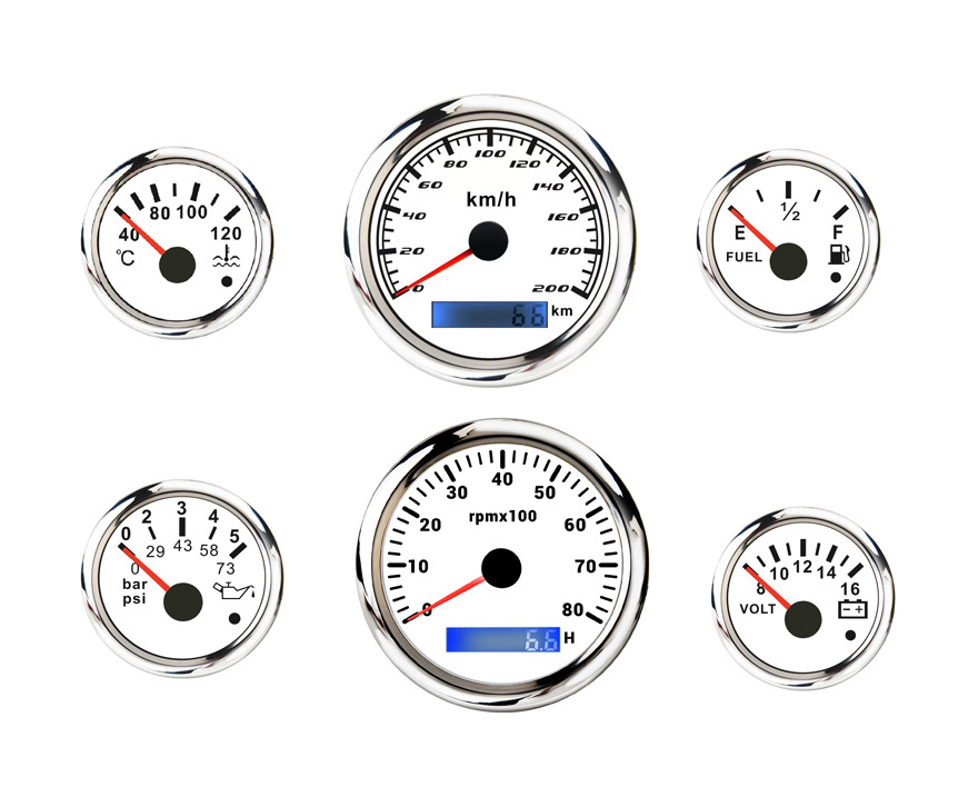 85mm 52mm 6 Gauge kits Fuel Level Oil Pressure Water Temp Volt Speedometer Tachometer Gauge