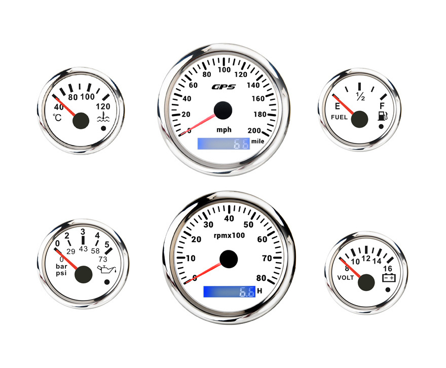 85mm 52mm 6 Gauge kits Fuel Level Oil Pressure Water Temp Volt Speedometer Tachometer Gauge