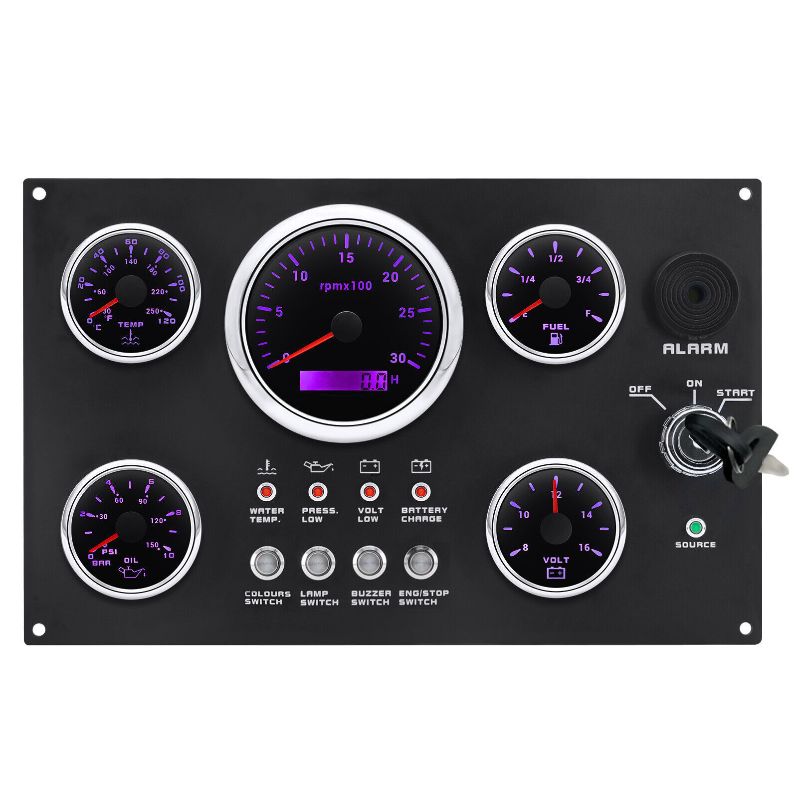 Waterproof Marine Dashboard Switch Panel Boat Dashboards 24V Diesel Engine Control Panel