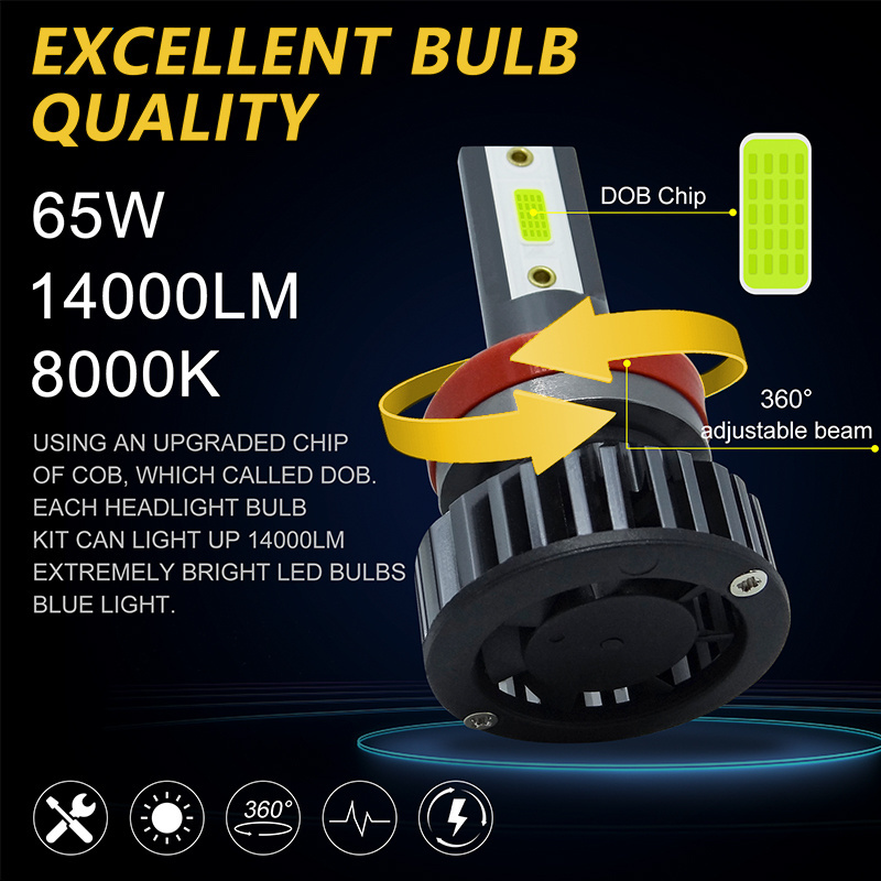 Universal High Power Super Bright Canbus Car LED Light 9005 6000k 8000k LED Headlight Bulb For Car