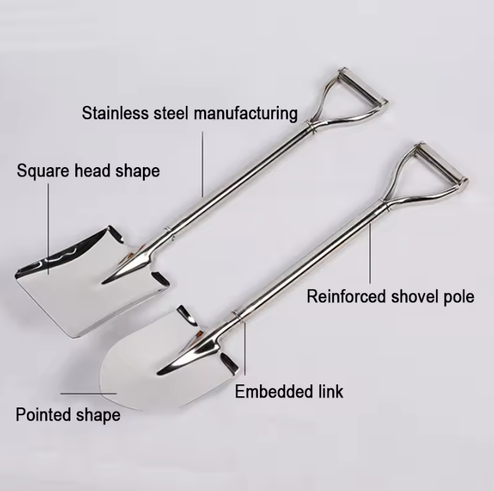 High Quality Stainless Steel Head Handle Garden Tool Spade Round Point Shovel