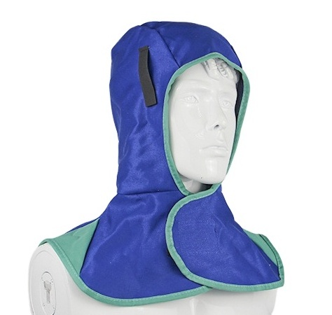 Flame Retardant Cotton Blue Welding Hood with Neck Shoulder Drape Welding Cap Heat Resistant Neck Protector Match Weld Helmet