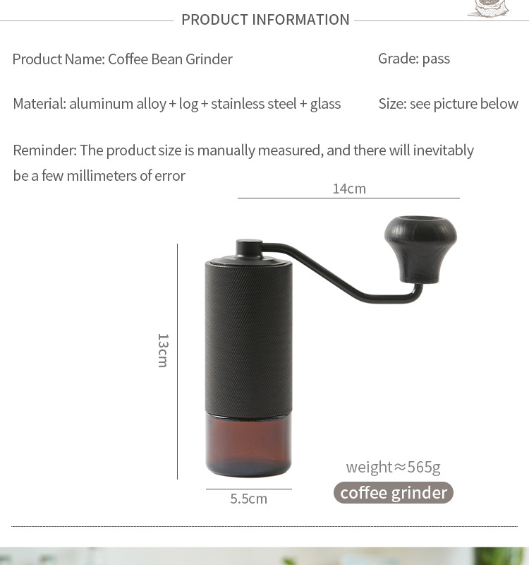 SIYUE Stainless Steel Cafe Beans manual Coffe Aluminum Alloy Burr Homeuse Espresso Portable Hand coffee grinder manual  2183