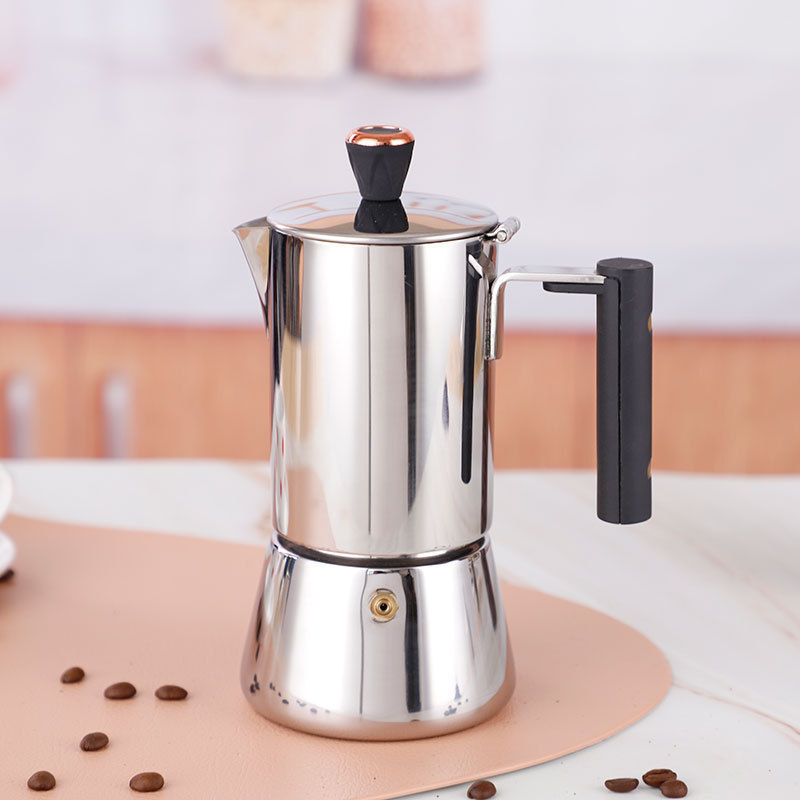 SIYUE Moka Coffee Pot Maker Capacity Mocha Pot Food Grade Stainless Steel with Handle CNC SUS304 Bottle Metal 9157 4 Cups PS