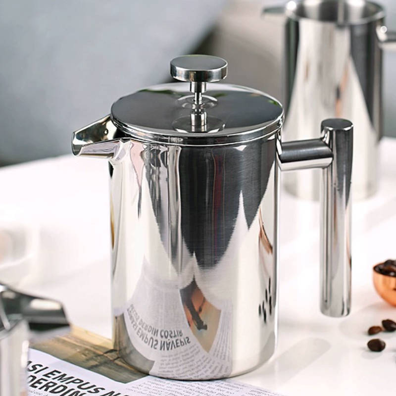 Marble French Press Coffee Maker Metal Coffee Press with Hourglass Timer Handle Manual Brewer Coffee Pot 9547