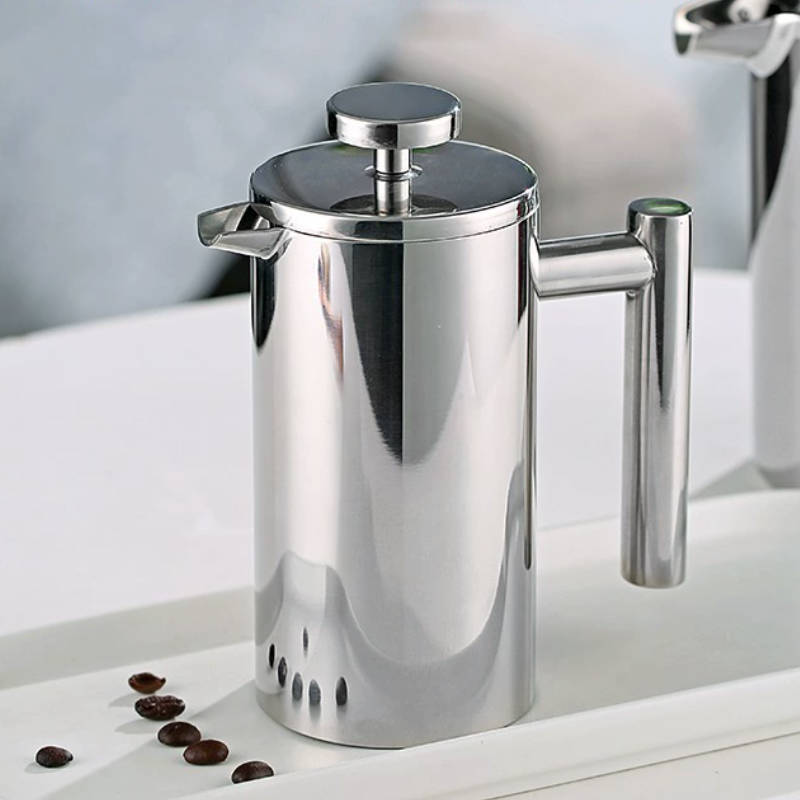 Marble French Press Coffee Maker Metal Coffee Press with Hourglass Timer Handle Manual Brewer Coffee Pot 9547