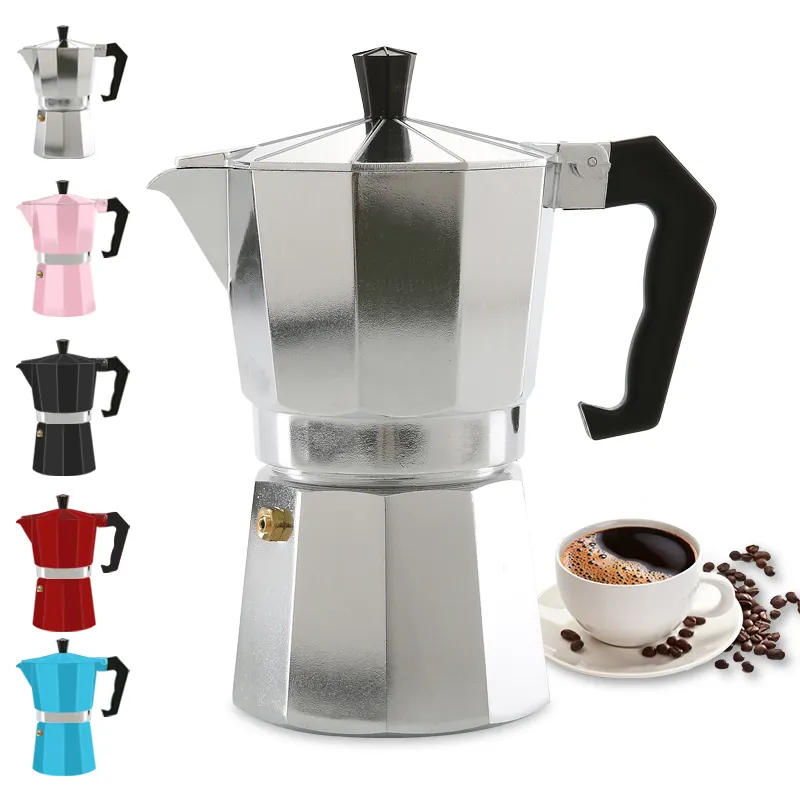 SIYUE Classic Moka Pot Coffee Maker Aluminium Stock Espresso Induction 3 Cups 6 Cups Machine Portable Black9152