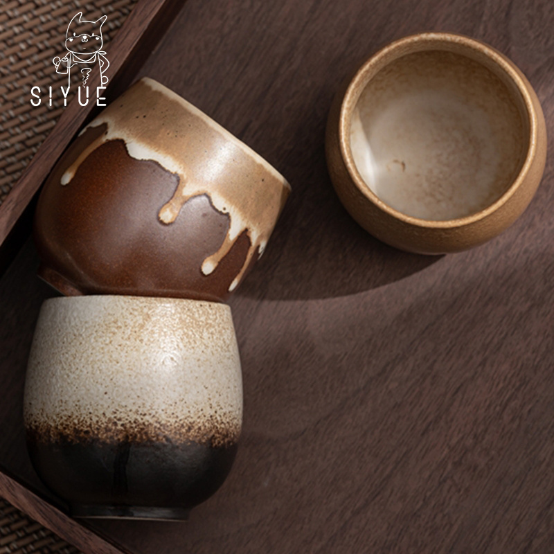 Siyue Glaze Coffee Tea Mug Cup Set Pottery Cup 9073 Stoneware Crackle Color Matte Ceramic Wholesale Custom Vintage 190-300ml