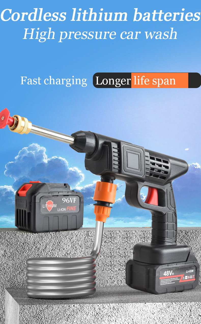 New design Portable Powerful High Pressure 24v Lithium Cordless Wireless Car Wash Water Jet Foam Gun Car Washer