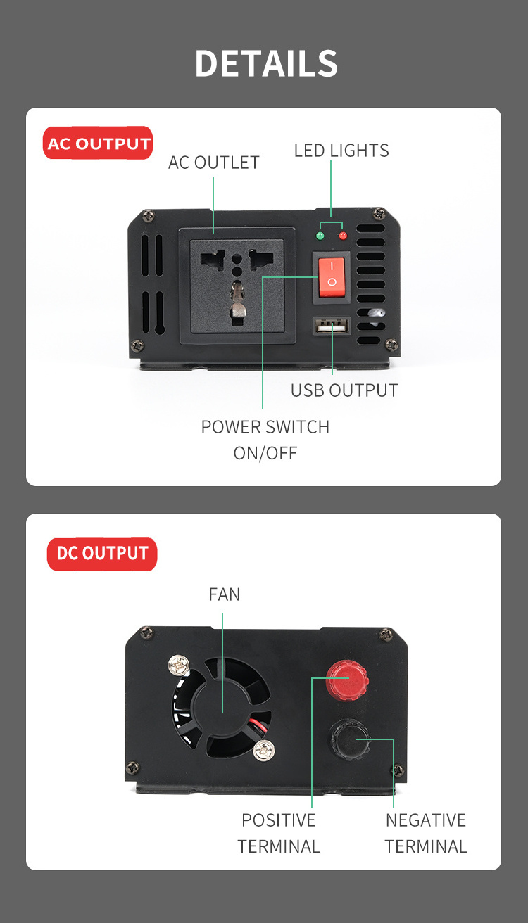 High performance car lighter inverter 12v dc to ac inverter 600 watt power inverter