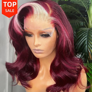 180% Density Body Wave Dark Pink with Blonde 613 Highlight Wig Human Hair 13x4 HD Lace 3d Most Expensive Human Hair Wigs