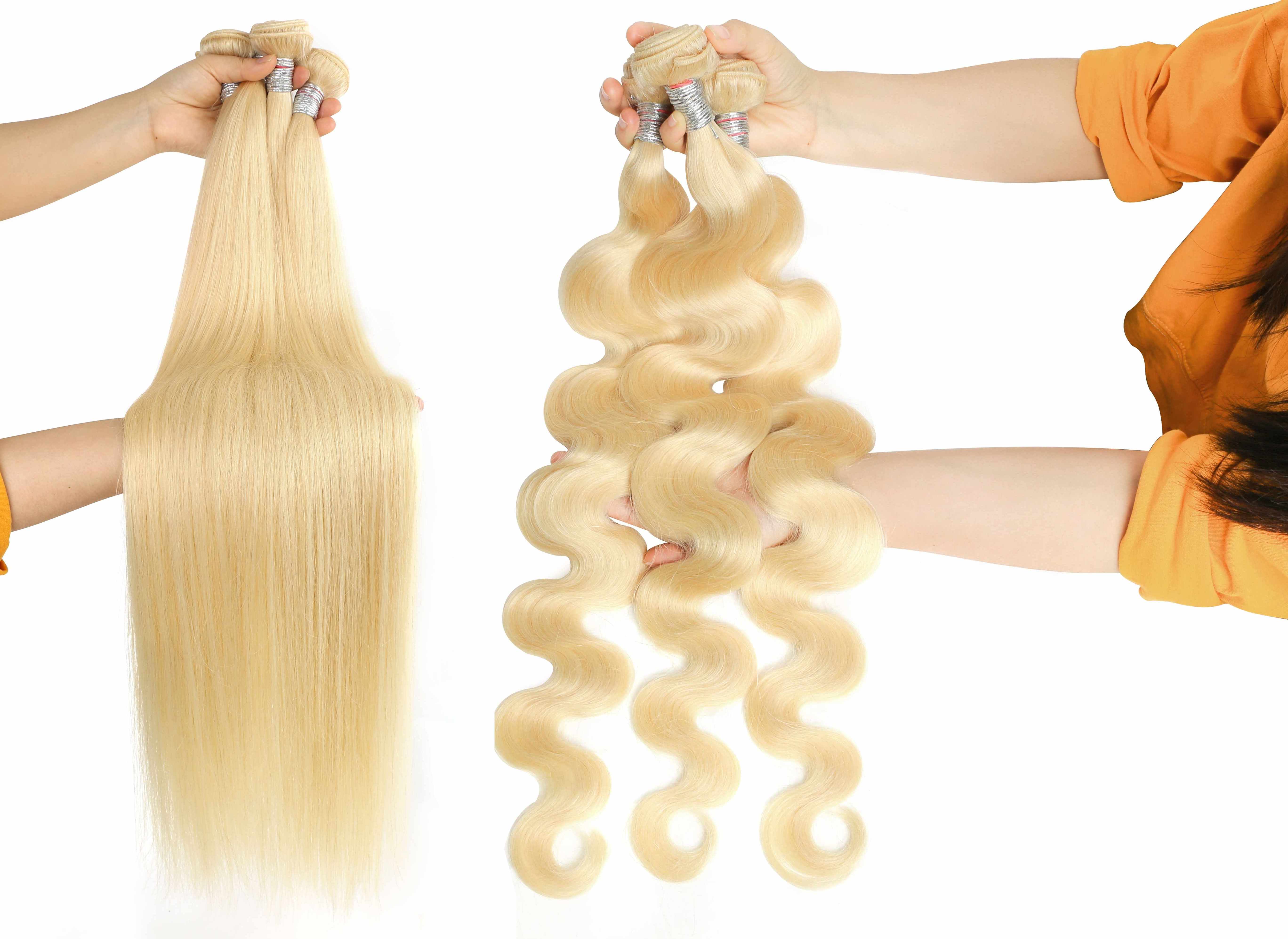 613 Blonde Human Hair Bundles Cuticle Aligned Wholesale Brazilian Human Hair Bundles Raw Mink Virgin Hair Vendors 10-40 Inch