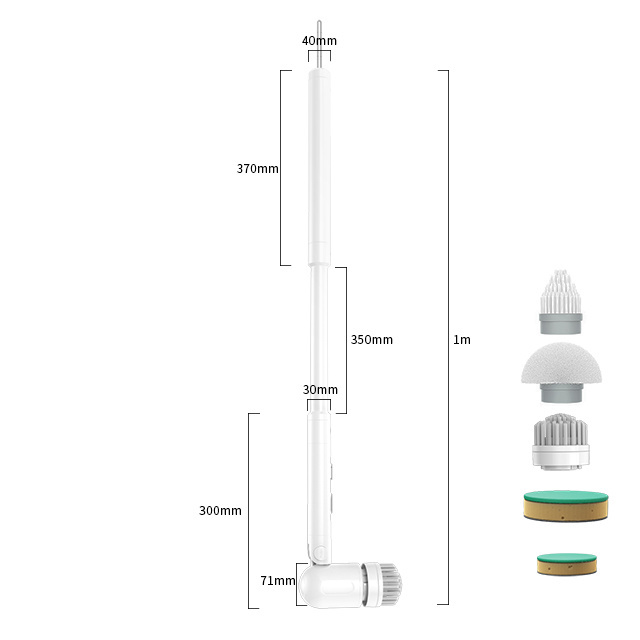 Bendable 90 135 180 angle Change Electric Spin Scrubber Long handle Automatic Rotation Retractable Electric Cleaning Brush