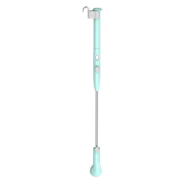 Hot selling hand held electric cleaning brush long handle electric spin scrubber with 4 replaceable brush.