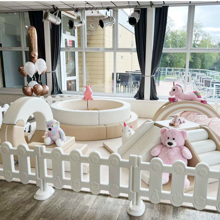 Popular Neutral Beige soft play equipment set neutral color amusement indoor outdoor rent soft play package kids baby soft play