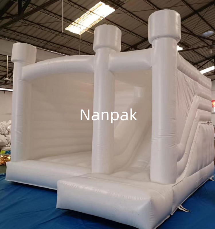 commercial white bounce house with ball pit inflatable castle water slide pool for rental